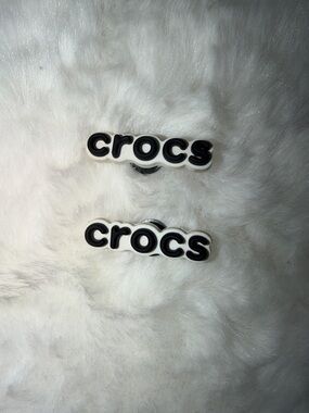 CROCS Black and White Logo Jibbitz Pair